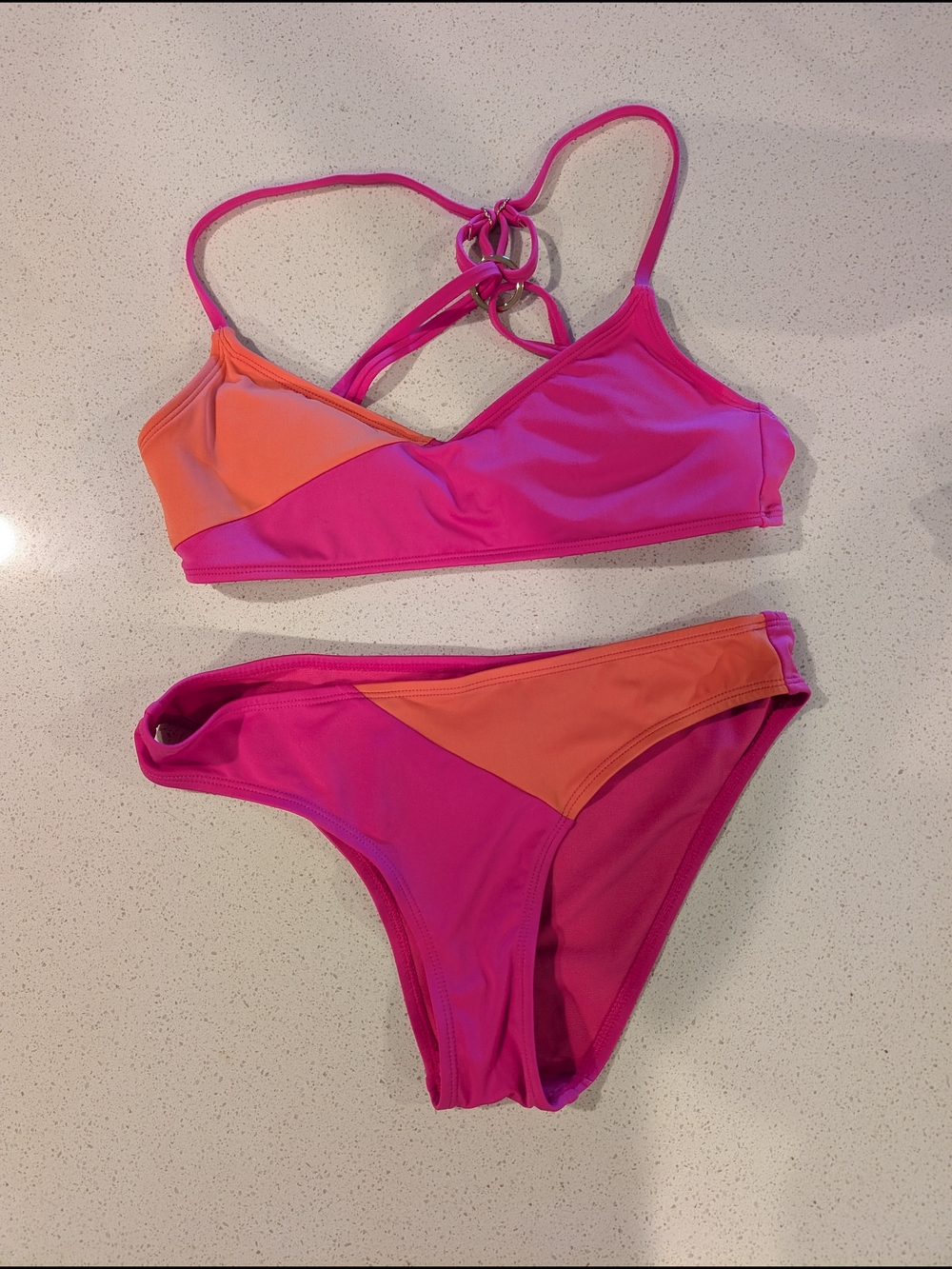 Hurley Colorblock Pink & Orange Bikini Set